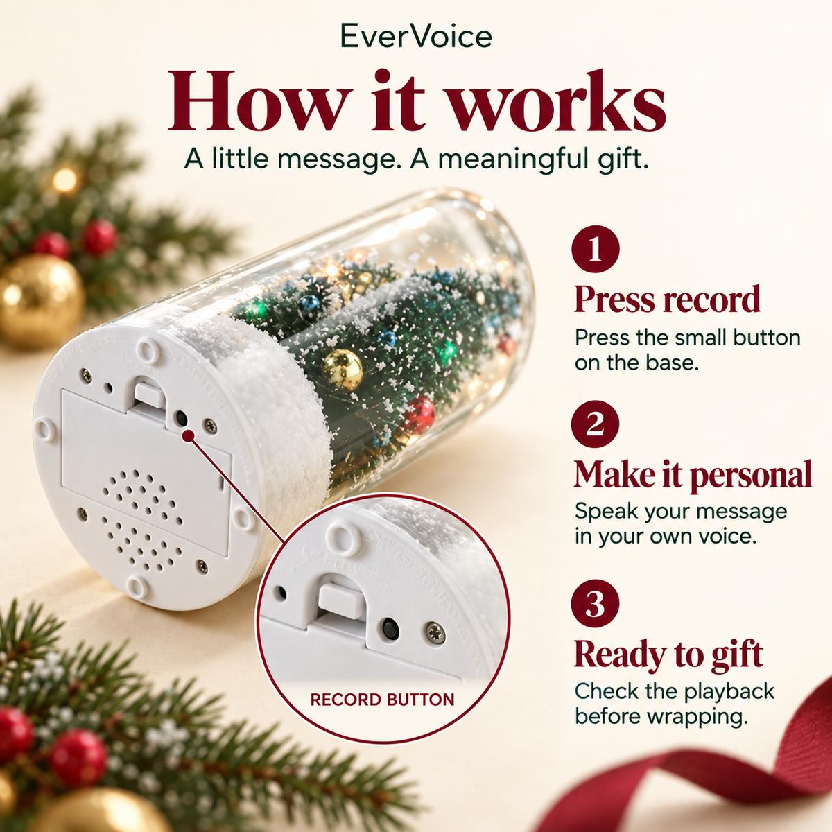 Christmas Ornament - Replayable Voice Message