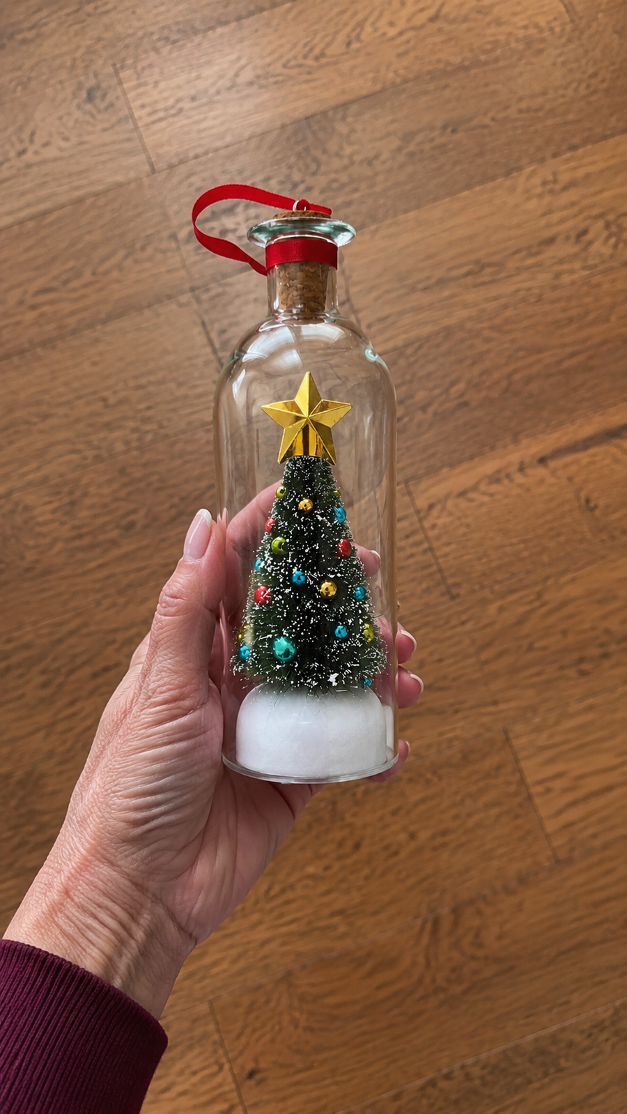 EverVoice recordable Christmas message bottle displayed for the holidays