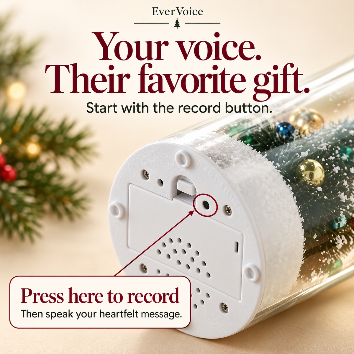 Christmas Ornament - Replayable Voice Message