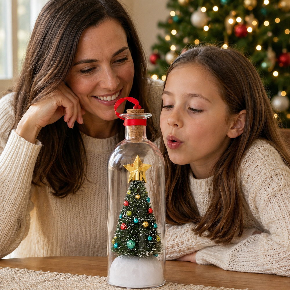 Mother and daughter recording an EverVoice Christmas message